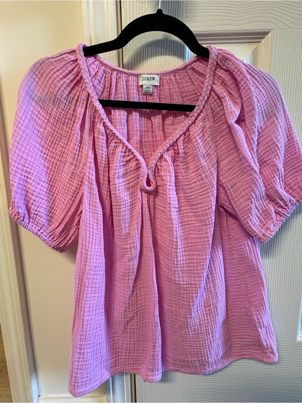 J. Crew Lavender Pink Gauze Peasant Blouse